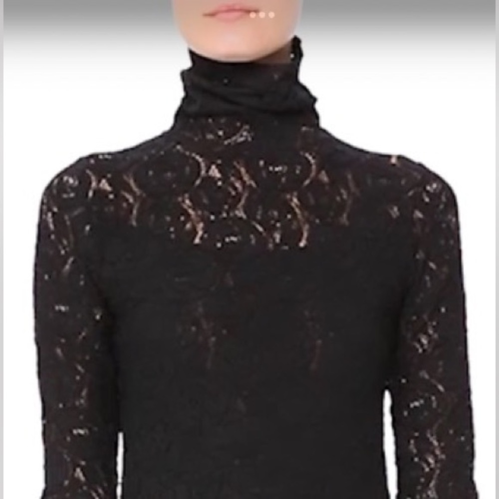 JEAN PAUL GAULTIER FUZZI FLORAL LACE TURTLENECK